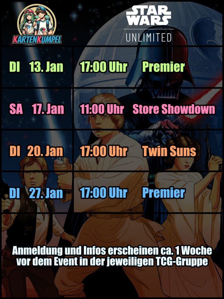 Eventplan Star Wars Unlimited Januar 2026