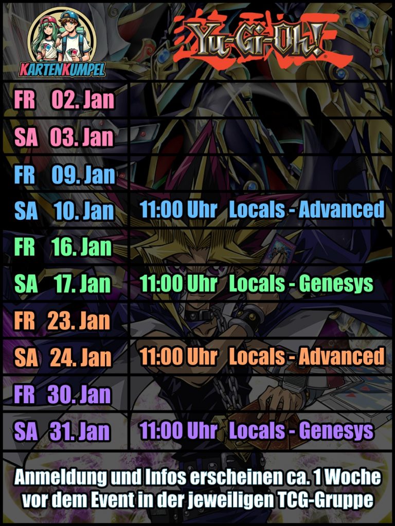 Eventplan Yu-Gi-Oh Januar 2026